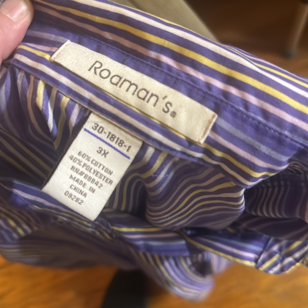 Roamans Striped Button Down 3X - Picture 7 of 7